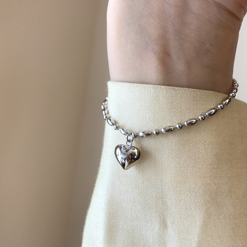 1 Piece 925 Sterling Silver Heart Shape 925 Sterling Silver Bracelets display picture 1