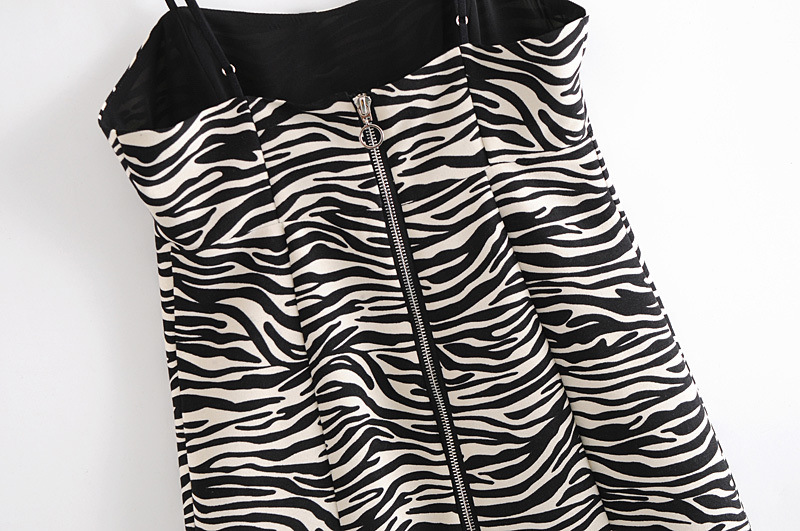 autumn and winter new zebra pattern jacquard floral print suspender dress  NSAM6516