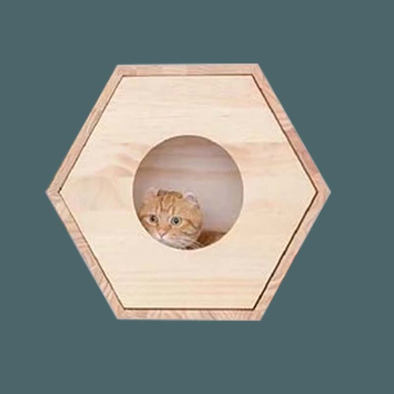 Entrega de una pieza cuatro estaciones gato pared salto plataforma de madera diy gato villa de madera maciza montado en la pared internet celebridad gato escalada marco gato nido