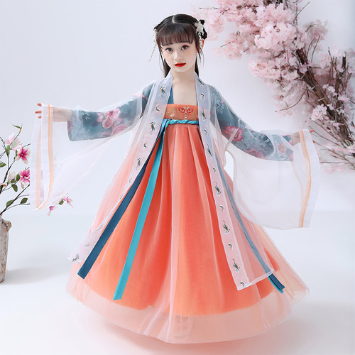 Children Chinese Hanfu fairy dress ancient super fairy yarn elegant Tang Ru skirt girl fairy skirt Qipao