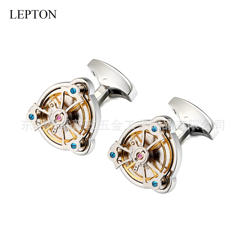 New watch movement cufflinks Foreign Trade French Tourbillon cufflinks creative swing wheel men's shirt cufflinks in stock