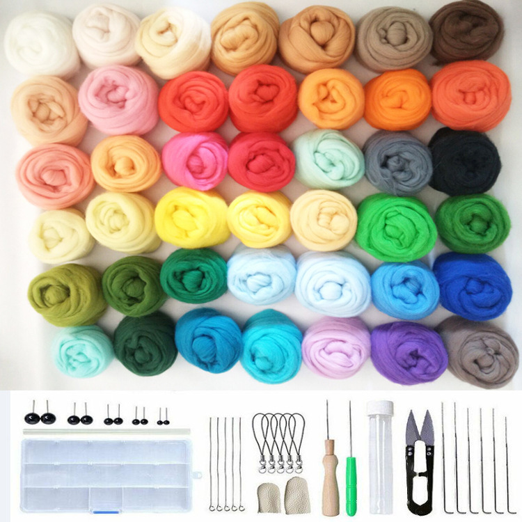 66s wool strip wool felt pokes material package 36 colors 3G, 5G needle felt wet felt