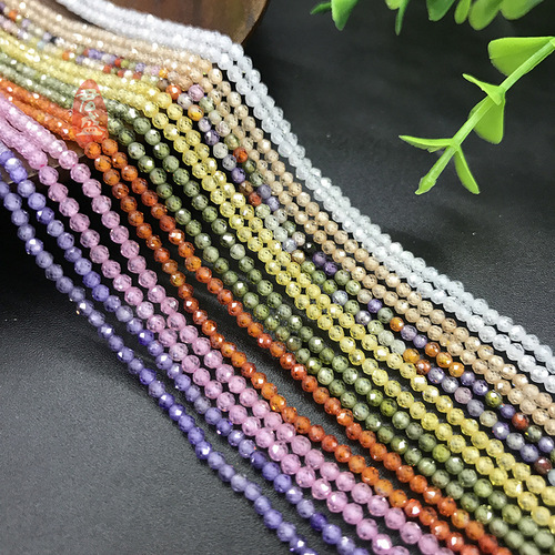 2mm 3mm Colorful Zircon Cut Stone Bead Necklace Earrings Accessory Hairpin Tassel DIY Jewelry Accessories Wholesale
