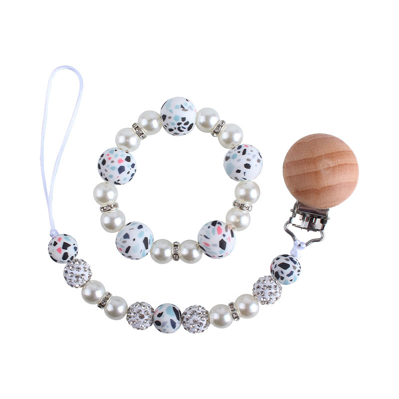 Nuevo bebé haya chupete clip bebé creativo leopardo perlas de gel mordedor gel pulsera chupete cadena anti-cadena