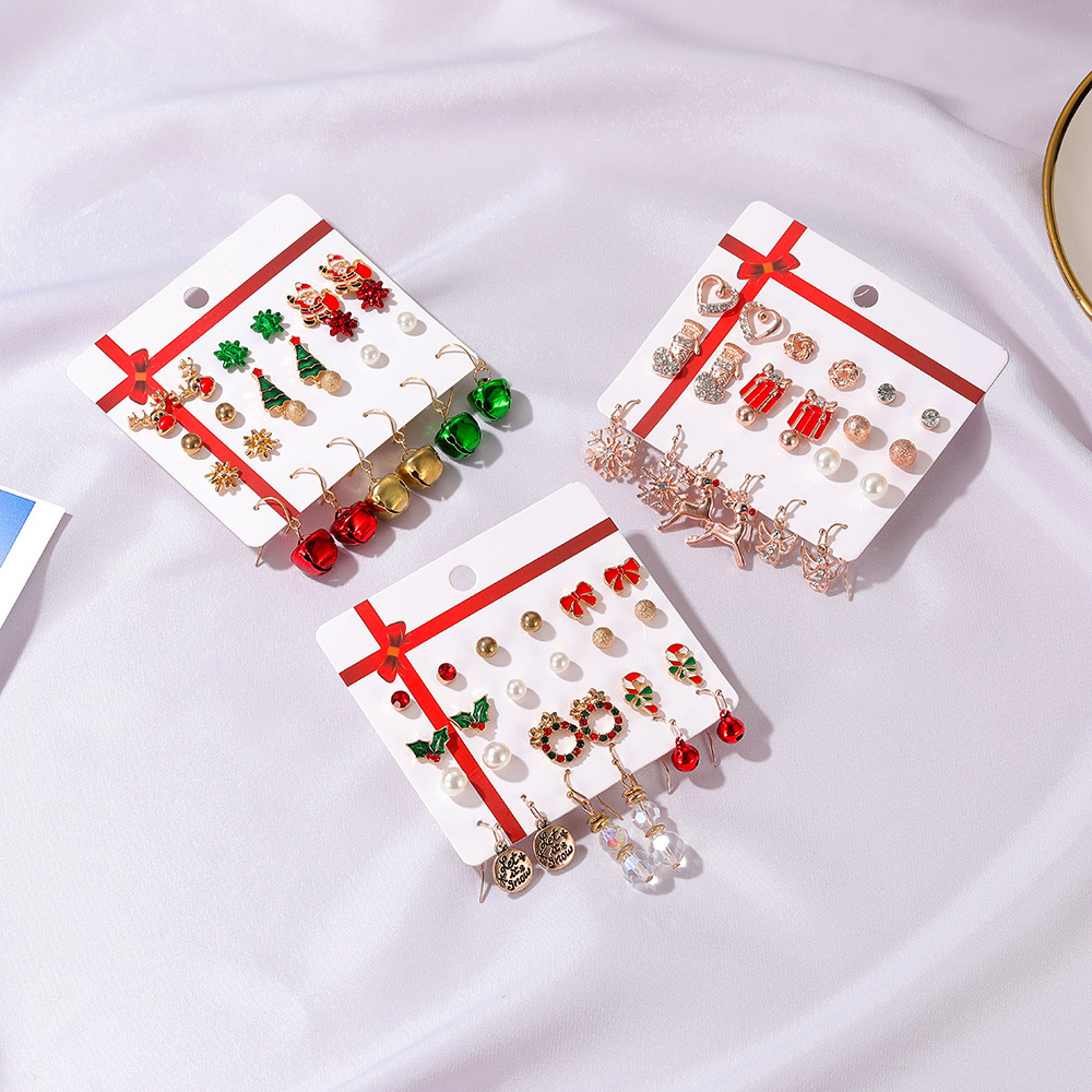 9g Weight Christmas Festival Women's Gender Cute Style Cute Earring Sets 无