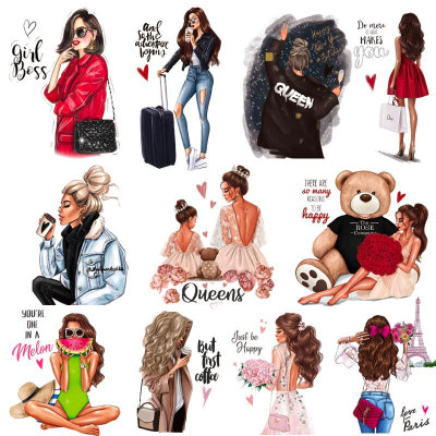 亚马逊专供热转印定制潮图美女烫画服饰箱包印花烫图柯式烫画现货