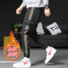 Autumn and winter Plush Teenagers Ninth pants man Overalls Loose type Feet leisure time Middle-waisted Casual pants