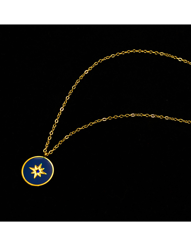 Cielo Azul De Ocho Estrellas Mans Collar De Diamantes Chapado En Acero De Titanio 18k Oro Real Al Por Mayor Nihaojewelry display picture 5