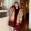 2020 Net Red Broken flowers knitting Cardigan Retro Lazy wind Easy jacket Mid length version thickening sweater coat