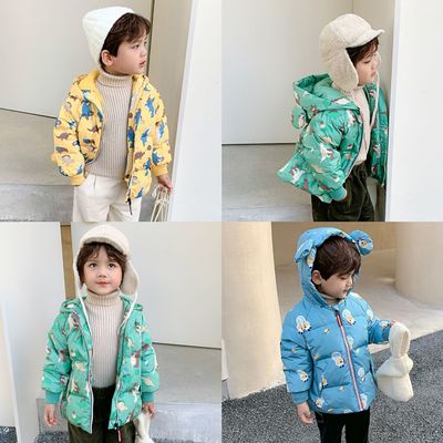 童羽絨服印花耳朵中小童裝男女寶寶加厚外套實體貨源分銷代發