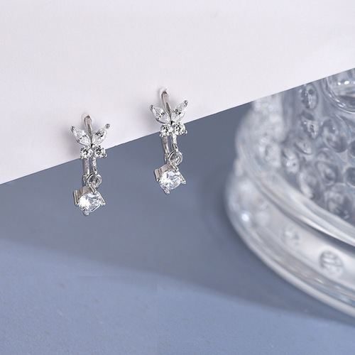s925 silver Japanese and Korean style diamond zircon butterfly earrings sweet tassel earrings for women dropshipping