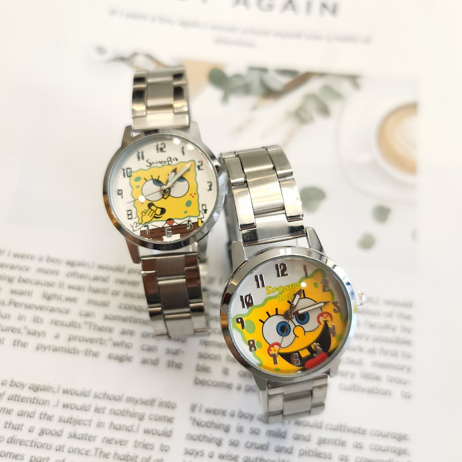2020 new children's cartoon boys and girls student stainless steel strap waterproof sponge baby watch