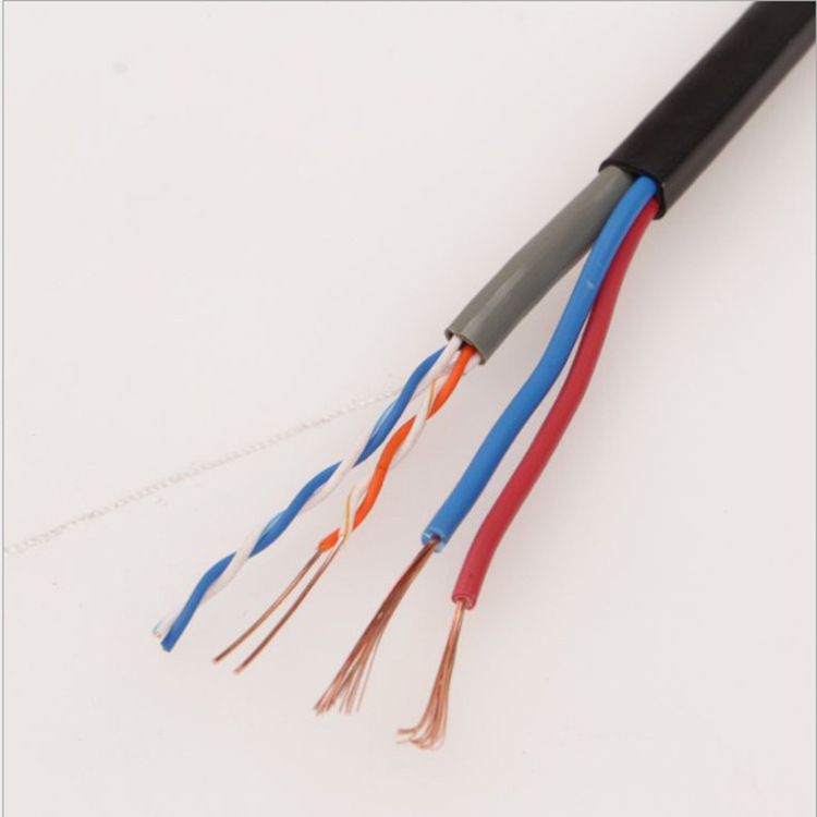 现货直销4芯0.5纯铜网线+2芯纯铜电源线网络工程综合线