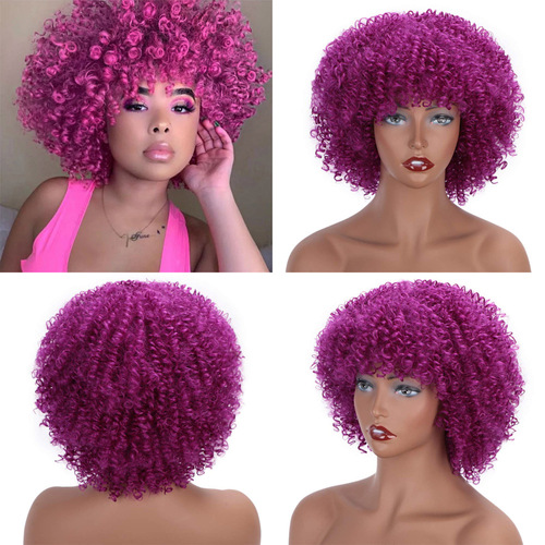 Curly Hair Wigs Parrucche per capelli ricci Wig female short curly hair explosion head synthetic wigs headgear African small curly wig