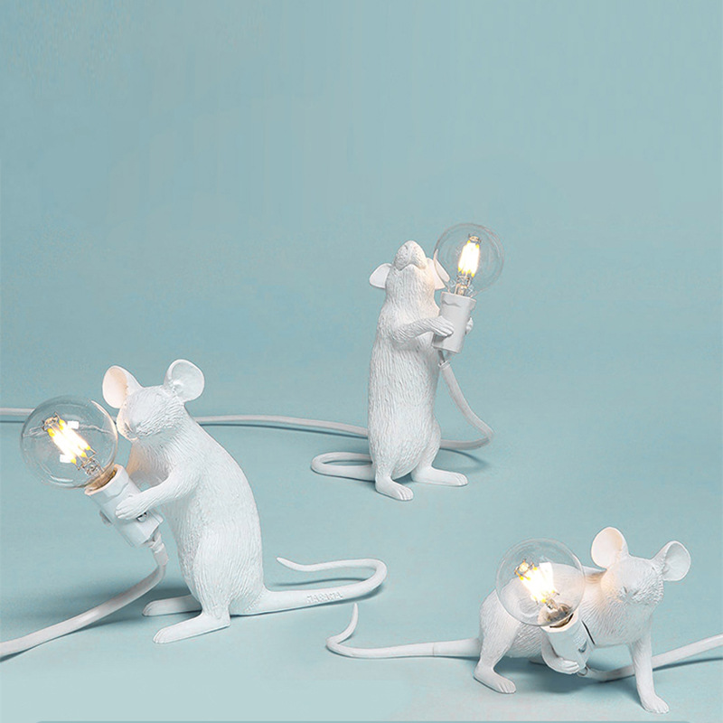 北歐創意樹脂動物迷妳老鼠燈台燈客廳臥室床頭餐廳個性護眼裝飾燈