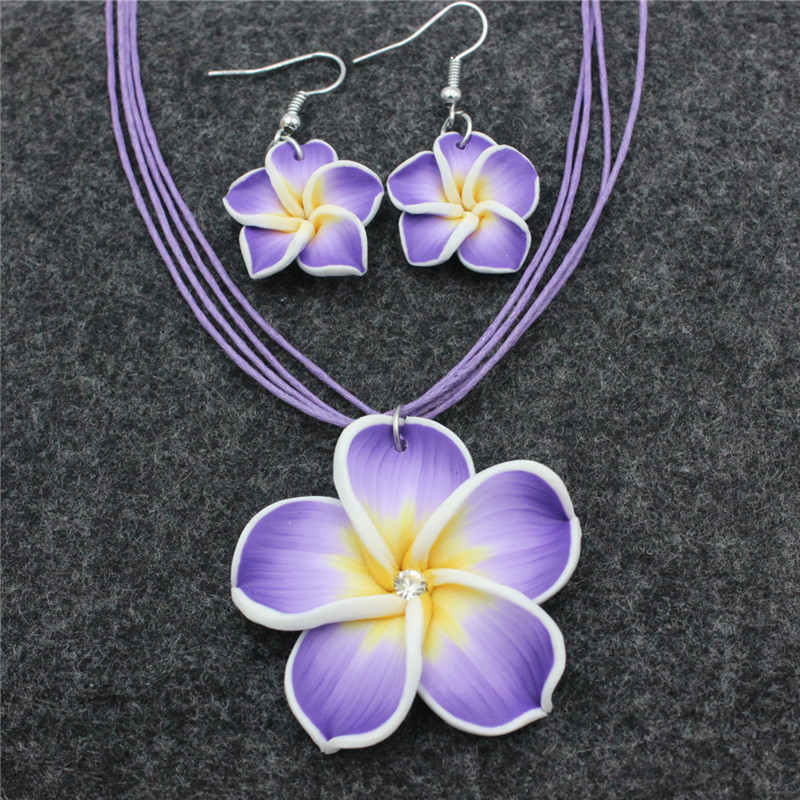 20g Weight Jewelry Set Classification Earrings + Necklace Quantity Holiday, Daily Occasion rope, soft clay Material Flower Pattern Women's Gender Simple Style, Classic Style Style Simple Style Classic Style Flower Rope Soft Clay Women's Jewelry Set 3