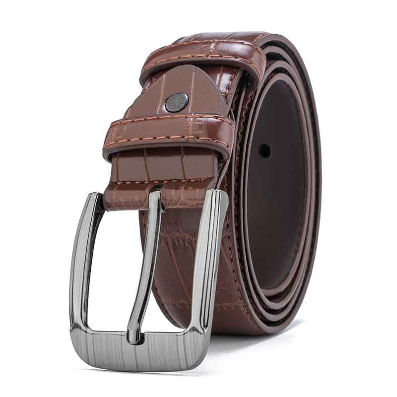 Neuer Gürtel für Herren, echte Nadelschnalle, Krokodilmuster, Herrengürtel, Luftfahrt, kratzfest, lässig, modisch, Herrengürtel, Lederwaren, verschleißfest_voghion.com