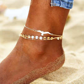 欧美跨境波西米亚沙滩脚链简约时尚小鸟图片珠链套装脚饰厂家批发