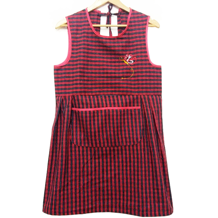 秋冬季厨房无袖围裙纯棉居家背心式防污反穿衣棉格子男女成人罩衣