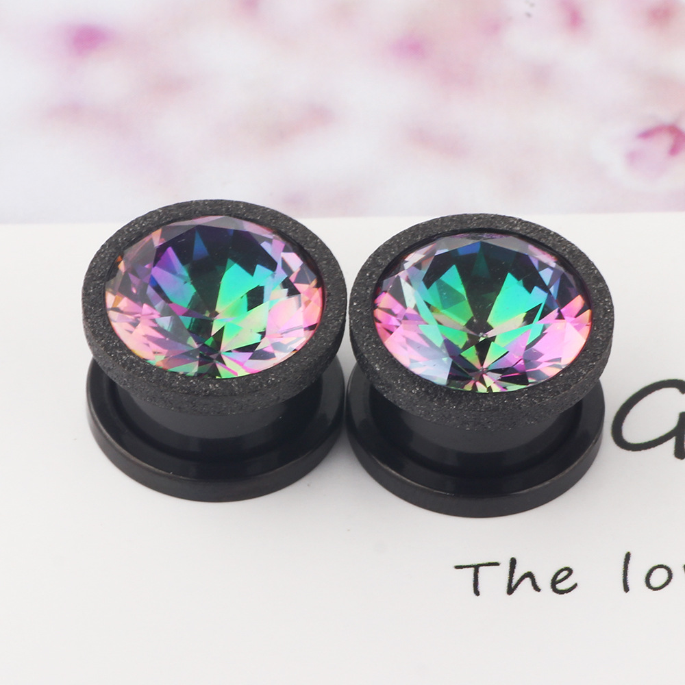 Stainless Steel Sand Pressure Zircon Ear Expander Plug Ear Stretcher Taper Human Body Piercing Jewelry Pulley Ear Expander Ear detail image 7