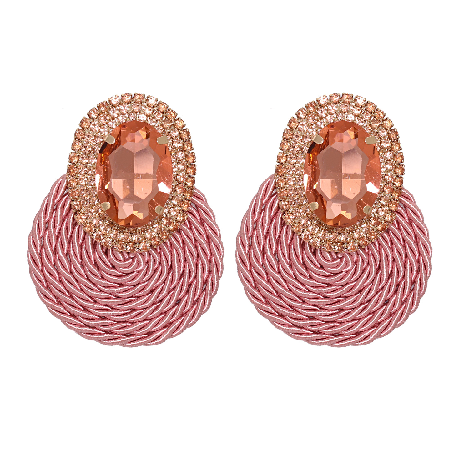 Korean New Fashion Wild Rhinestone Geometric Round Exaggerated Earrings display picture 11