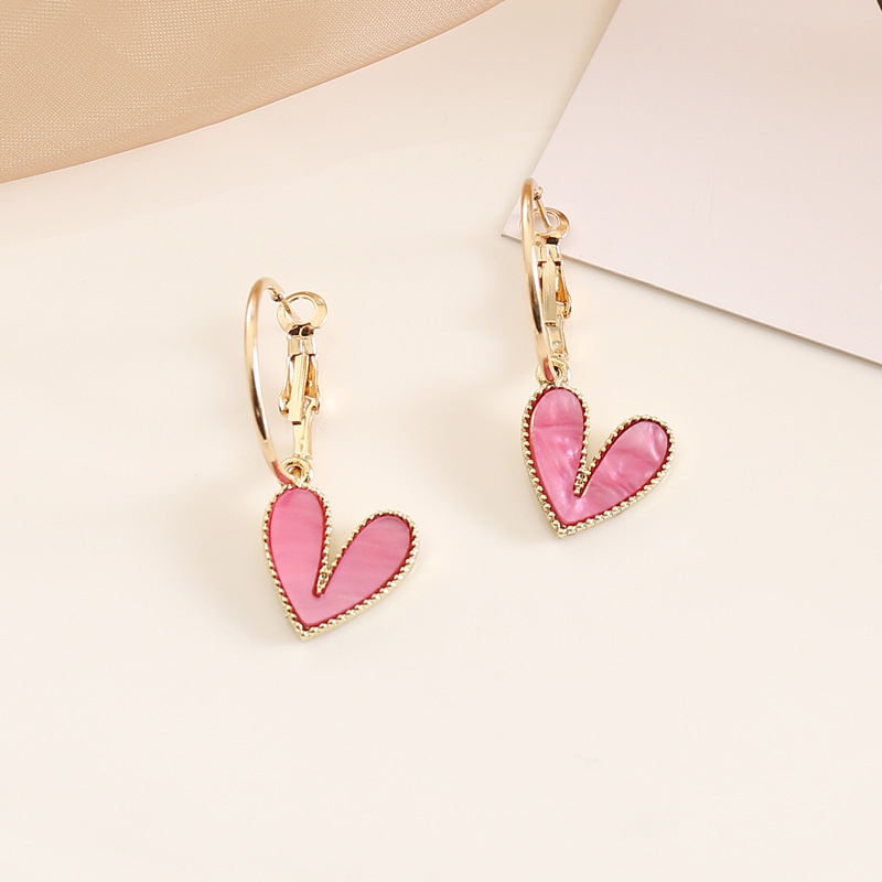Alloy Material 1 Pair Fashion Multicolor Heart Alloy Women'S Drop Earrings Earrings Ear Studs