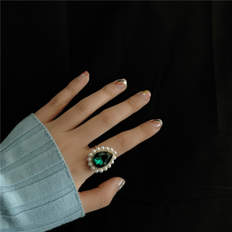 Anillo Abierto Retro Con Gemas De Perlas display picture 2