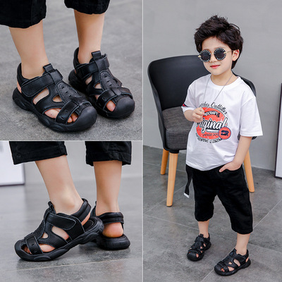 2020 fashion Sandals Boy Baotou Soft soled shoes non-slip wear-resisting Korean Edition CUHK Beach shoes One piece On behalf of