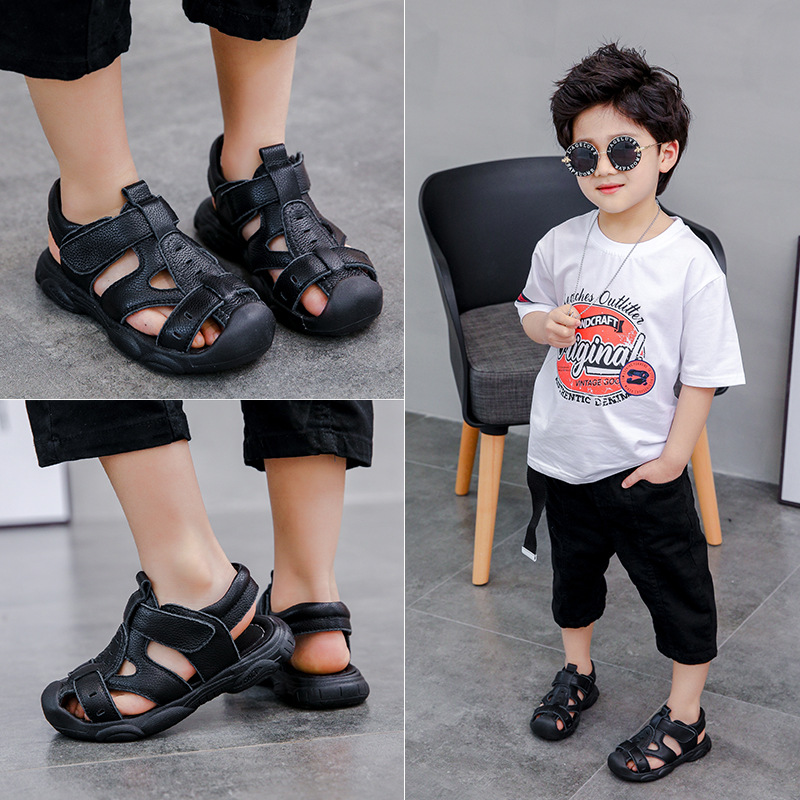 2020 fashion Sandals Boy Baotou Soft soled shoes non-slip wear-resisting Korean Edition CUHK Beach shoes One piece On behalf of