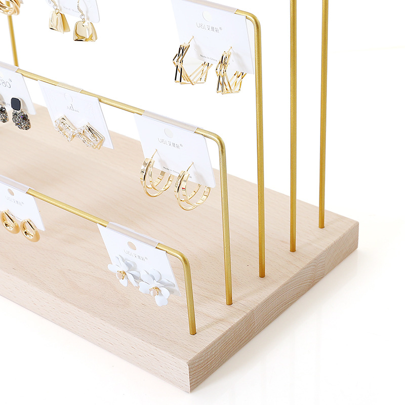 Simple Style Solid Color Solid Wood Iron Jewelry Rack display picture 3