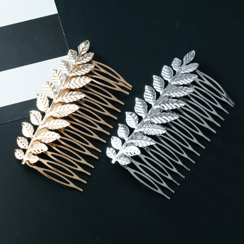 New European and American metal big tree leaf hair comb women's comb hair accessories cross-border simple hair plug factory direct sales 