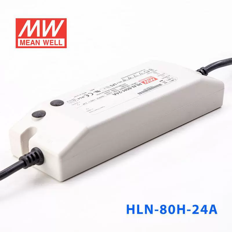 Постоянный ток 80W 24V 3.4A HLN-80H-24A Taiwan Mingwei 80W 24V 3.4A Пластиковый корпус Водонепроницаемая светодиодная мощность с постоянным напряжением+постоянный PFC