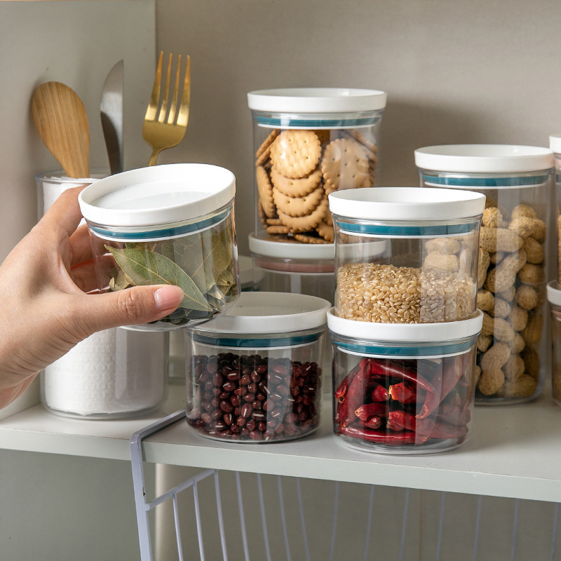 Plastic sealed cans kitchen supplies fresh box grain mixed grain storage box food transparent circular storage tank