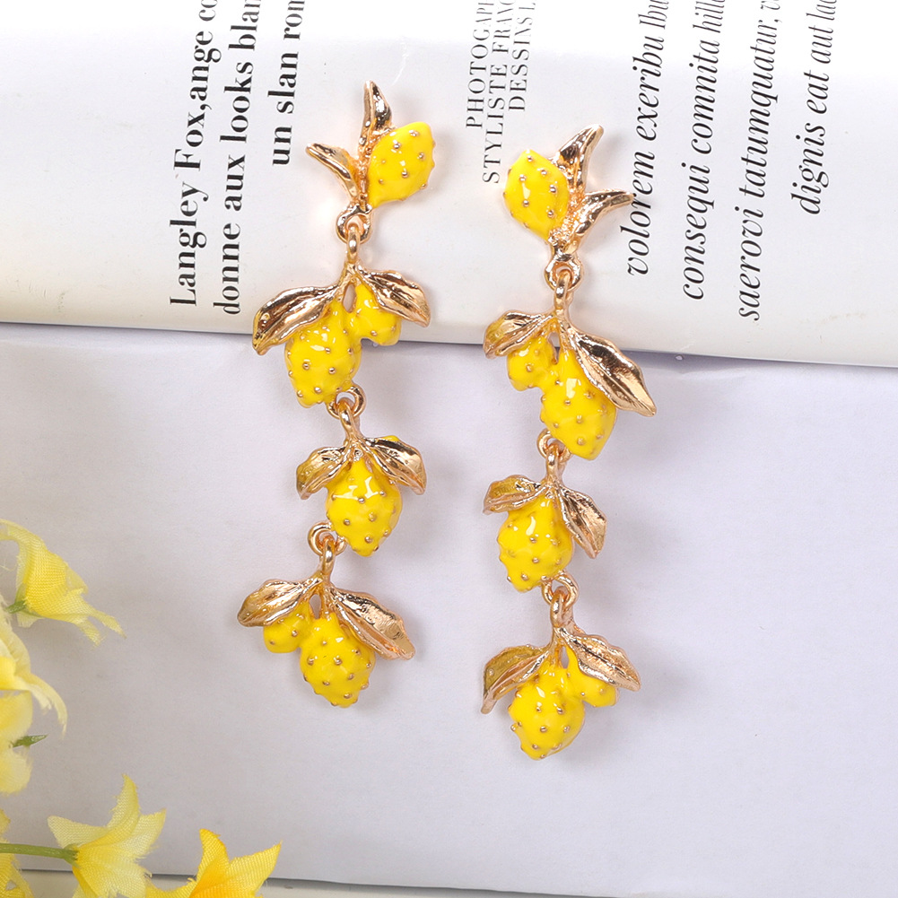 Alloy Drop Oil Lemon Earrings Fashion Natural Earrings Wholesale Nihaojewelry display picture 33