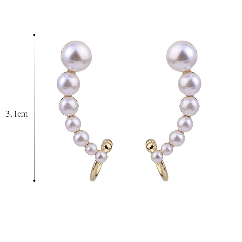 1 Pair Simple Style Round Inlay Alloy Pearl Ear Studs display picture 1