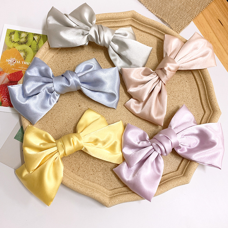 Gentle Spring Color  Temperament Satin Bow Hairpin French Top Clip Hairpin Back Head Clip Hair Accessories  Wholesale Nihaojewelry display picture 3