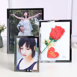 清晰透明精美水晶玻璃相框工艺品相框 现代简约家庭相片摆件批发