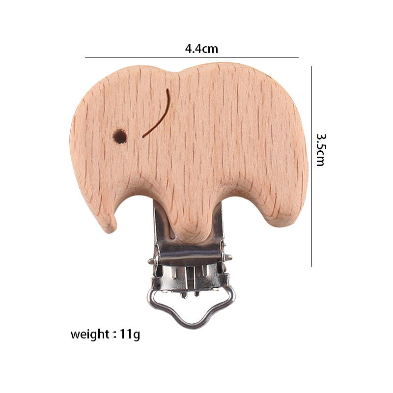 Bebé suministros chupete clip dibujos animados animal registro chupete clip calmante haya seguridad protección de madera clip