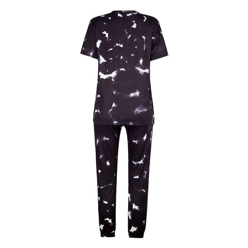 Pijamas de manga corta con efecto tie-dye con estampado de color degradado de nuevas mujeres calientes NSKX6239