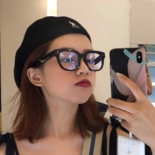 2020款韓國復古 黑色粗框眼鏡女原宿方形圓臉素顏平光鏡眼鏡框