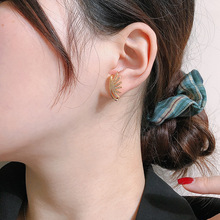 韓國東大門新款耳環女時尚個性天使翅膀耳飾氣質S925純銀針百搭款