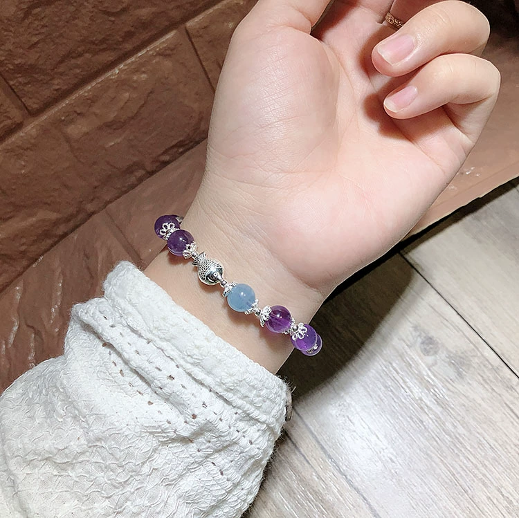 Accessory with amethyst, sapphire bracelet, light luxury style