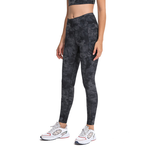 One-piece drop-shipping new autumn and winter multi-pocket sports yoga pants, hip-raising high-waist running fitness training nine-point pants