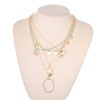 Fashionable pendant, necklace, chain, set, European style, flowered