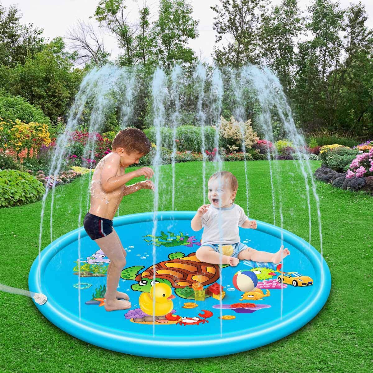 Children's PVC Inflatable Water Spray Pad, Outdoor Inflatable Water Game Spray Pad, Water Cage Head Spray Pool