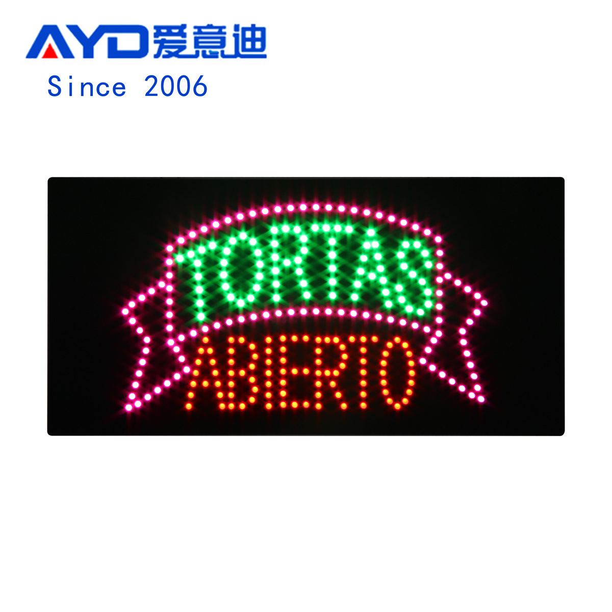 国外LED灯箱 广告招牌营业灯箱 西班牙语LED TORTAS ABIERTO SIGN