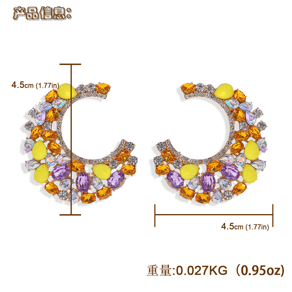 Meniscus Diamond Earrings Nihaojewelry Wholesale Fashion Earrings Catwalk Jewelry Exaggerated Earrings display picture 13