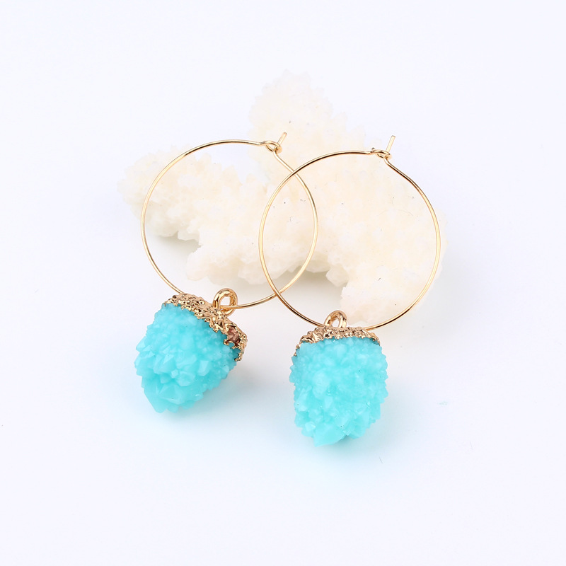 New Fashion Imitation Natural Stone Earrings Spherical Earrings Wholesale display picture 7