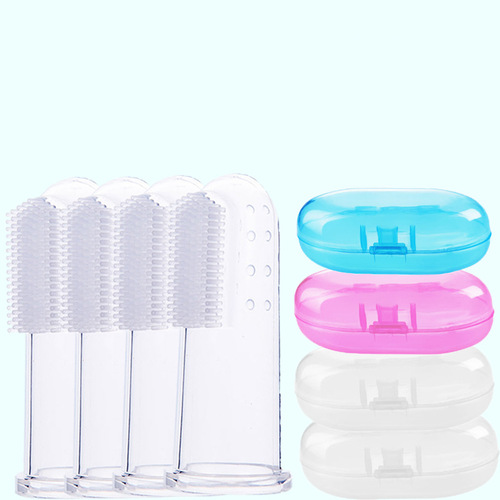 Infant thumb toothbrush, baby silicone latex toothbrush, finger toothbrush, baby tongue cleaning brush box