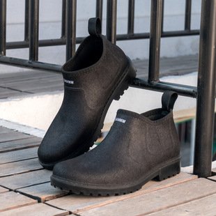 Rain Boots men's fashionable casual low-top waterproof shoes kitchen non-slip work short men's rubber shoes overshoes water shoes cross-border